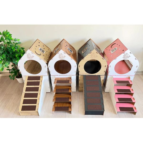 Modern Cat Furniture Customized Shape Wooden Rabbit House for Cats and Small Animals