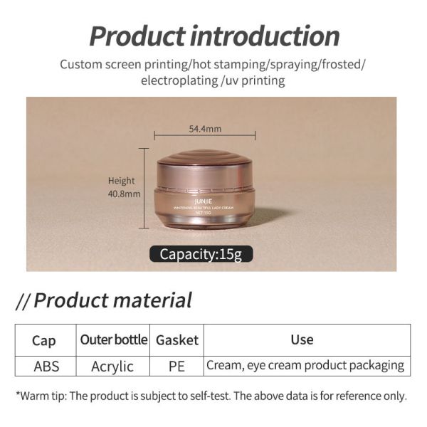 Vintage 15g Round Eye Cream Container Jar For Face Lotion Cream Double-wall Acrylic Cosmetic Cream Jars