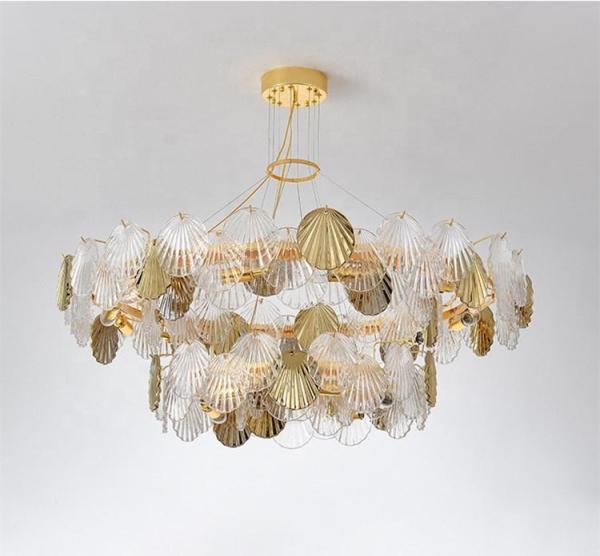 Iluminação moderna luxuosa da sala de visitas do diodo emissor de luz Crystal Chandelier Iron Glass Gold
