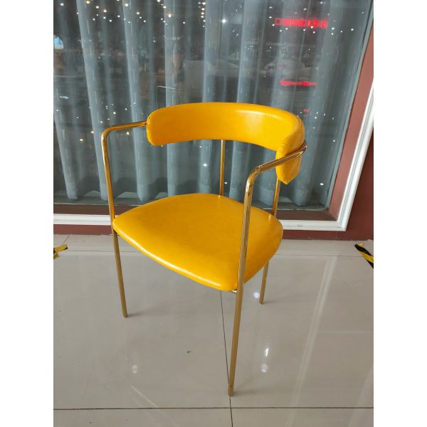 High Back 52cm 49cm Gilded Faux Leather Dining Chairs