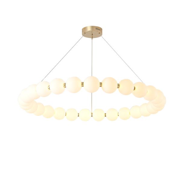 Французский крем стиль Северная гостиная люстра Круглый буддийский бусы Искусственный люстра