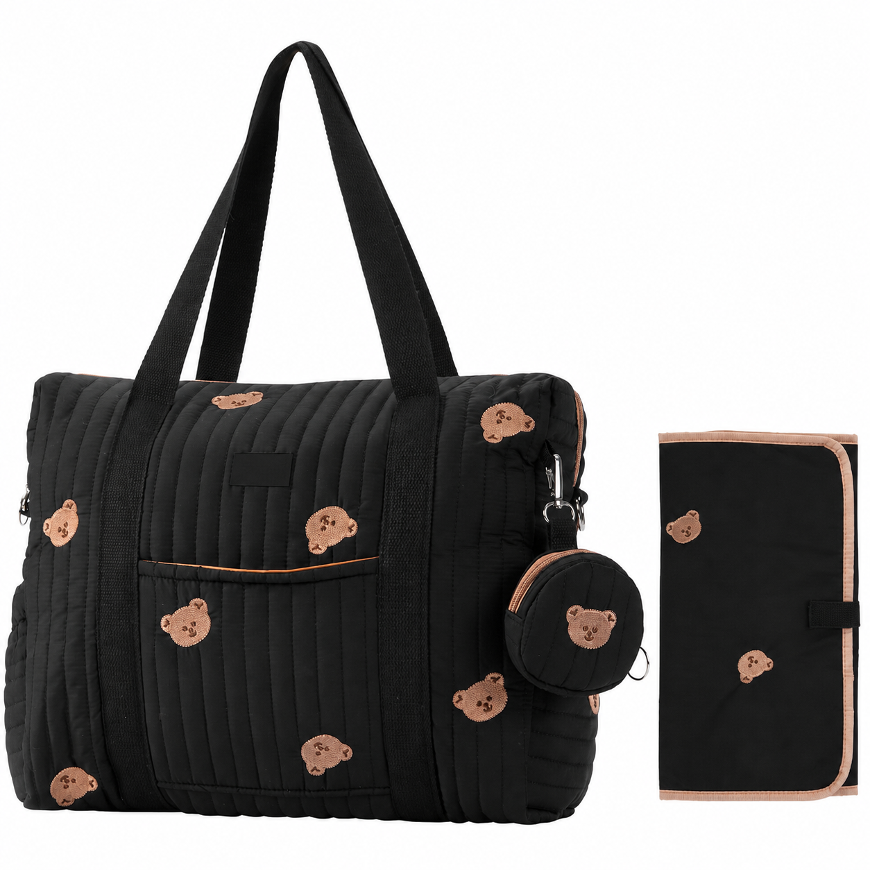 3-Piece Diaper Bag Tote Set with Changing Pad & Pacifier Case, Large Maternity
