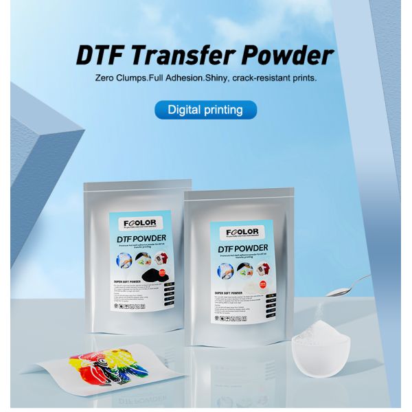 FCOLOR Hight Quality  White DTF Hot Melt Adhesive 100% TPU PET Transfer Film Transfer Powder for DTF White Ink Transfer Film
