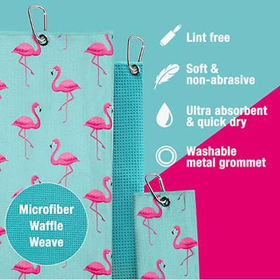 Toalha de golfe absorvente de microfibra com estampa de waffle e logotipo personalizado