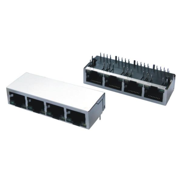 4 Port RJ45 Multiple Port Connectors With 100M Magnetics Module