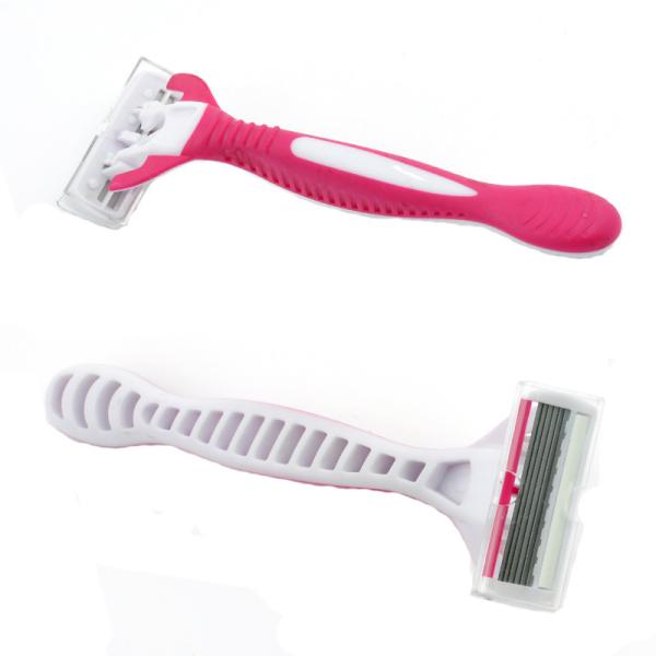 Custom Disposable Six Blade Open Back Shaving Razor Face Hair Removal Razor for Ladies