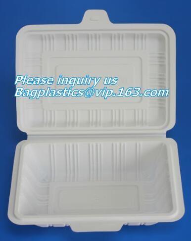 cornstarch eco Green 16oz Food Container Sugarcane Biodegradable Square Disposable Paper Salad Tray/Bowl bagplastics, pa
