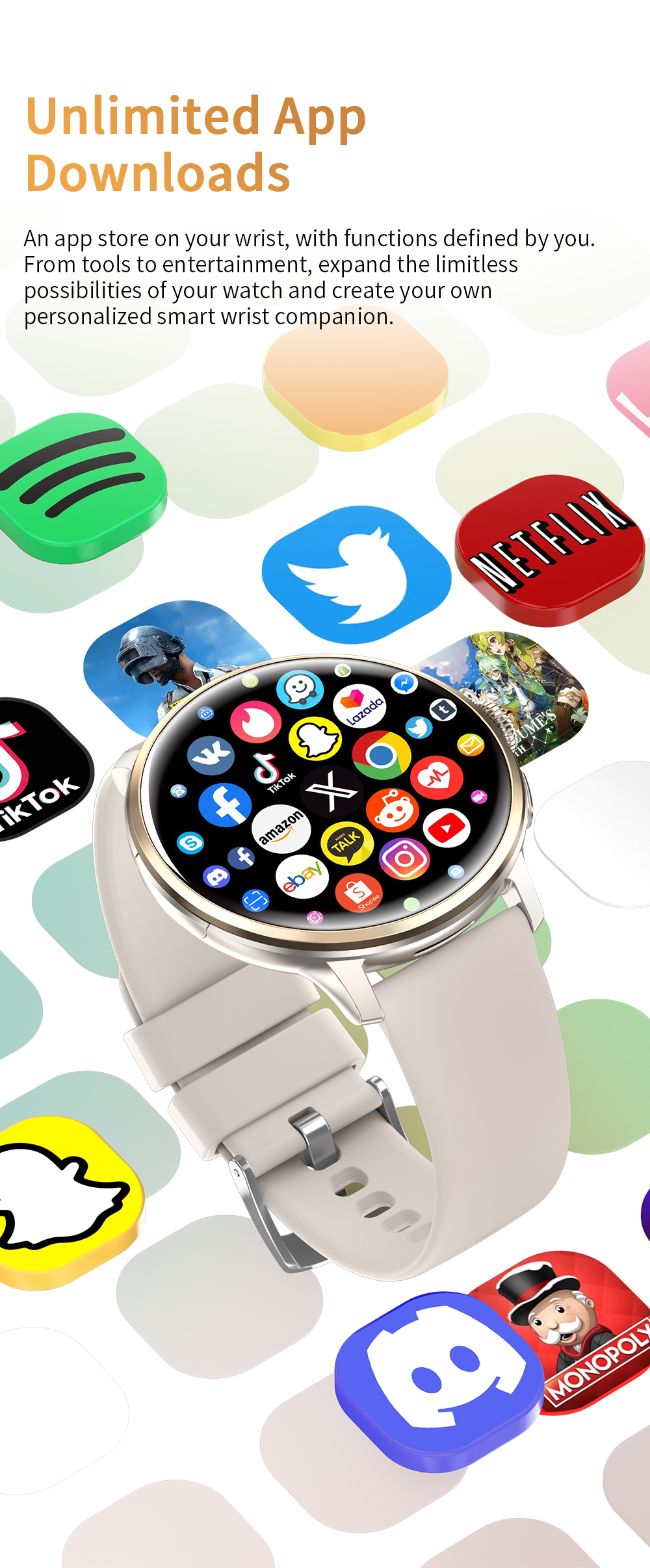 H88 4G Android Women's Smart Watch 49mm AMOLED Display 3GB+32GB Storage NFC SIM Card Video Call IP68 Waterproof Alloy SDK
