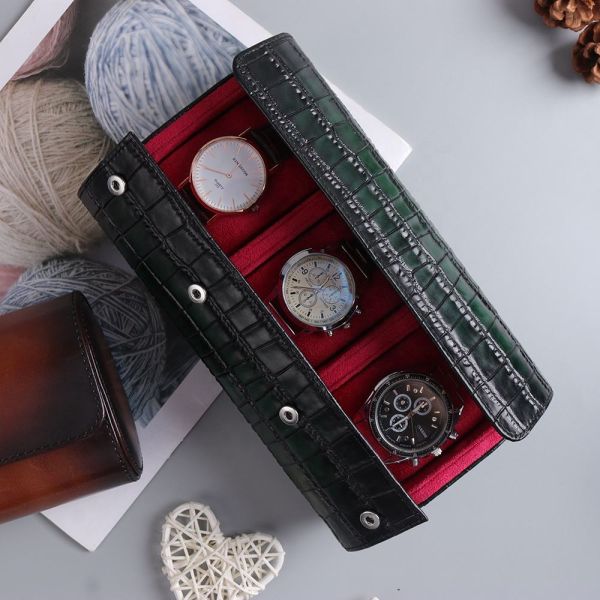 Travel Luxury Leather Watch Boxes Customized Logo Leather Watch Cover Multifunction