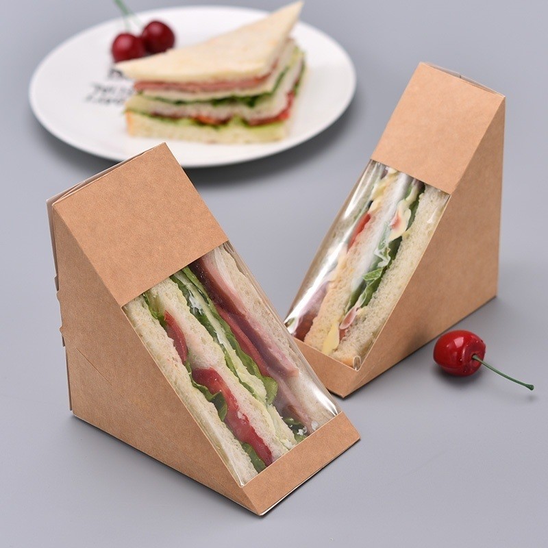 Custom Printed Takeaway Sandwich Box for Holding Bread Burger Packaging Box Without Lid