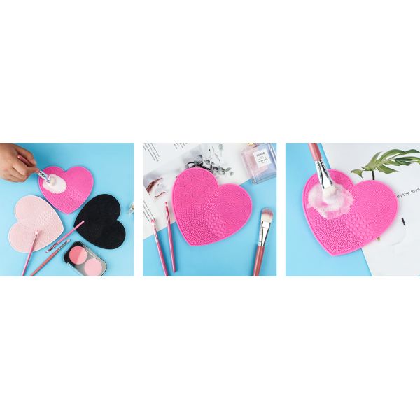 Heart Shaped Silicone Makeup Mat Suction Cup Brush Cleaning Pad