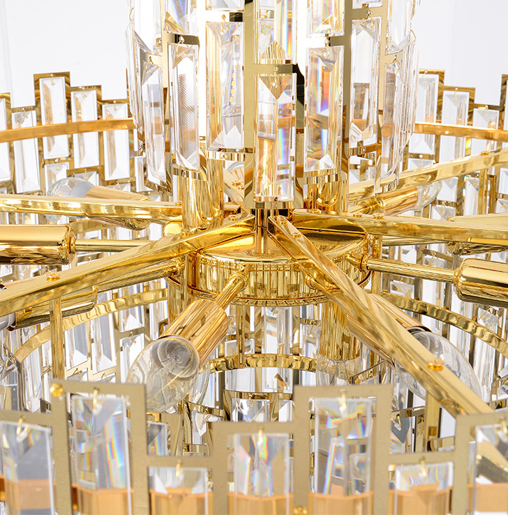 Postmoderno italiano de lujo oro moderno cristal lámpara de araña