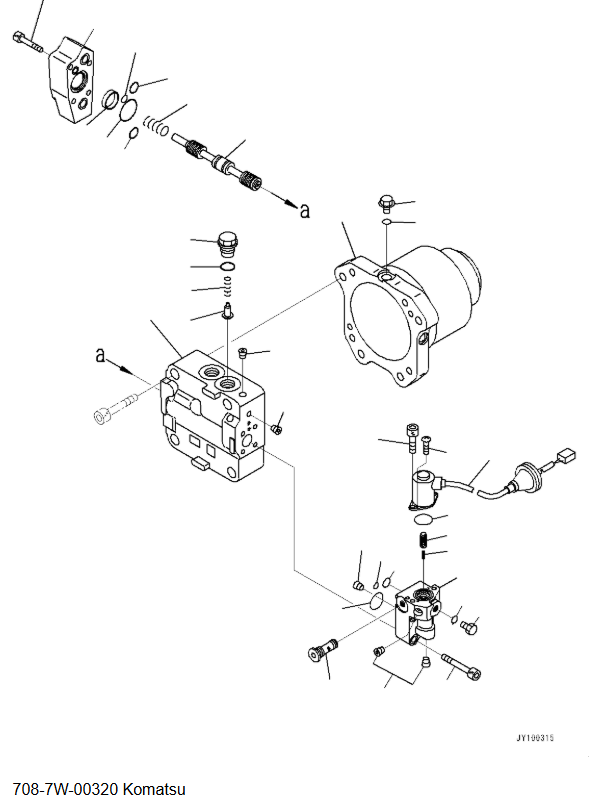 708-7W-00320 Moteur de ventilateur hydraulique pour Komatsu PC1250-11 PC2000-11 PC1250LC-11 Pièces d'excavatrice Système de refroidissement du ventilateur hydraulique Moteur d'assemblage du moteur Après-vente Original