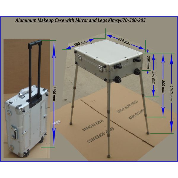 Aluminum Makeup Case with Mirror and Legs KLMSY670-500-205