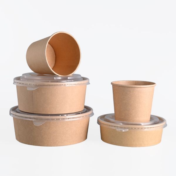 Round Thick Disposable Paper Food Containers For Food WaterProof