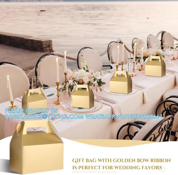 Gable Candy Treat Boxes, Small Goodies Gift Boxes With Handle, Dessert Boxes Favor For Wedding, Birthday Party