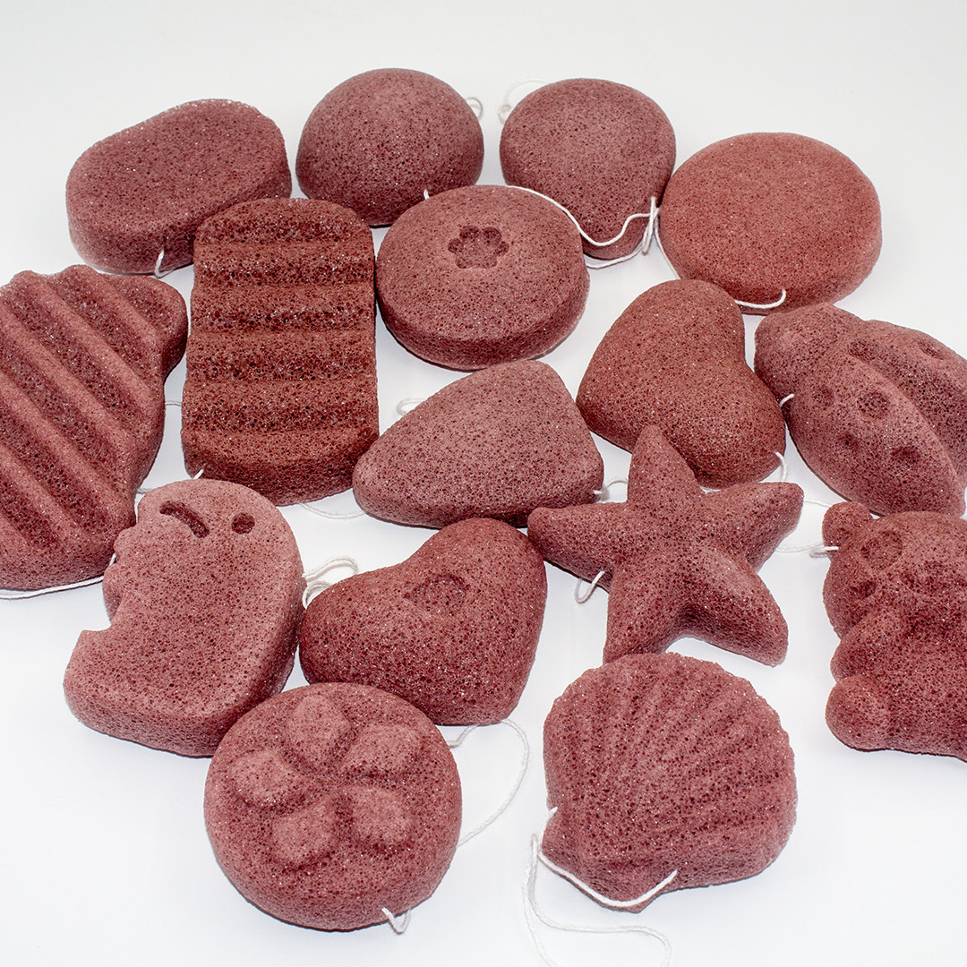 Biodegradable губка перевозчика макияжа губки красной глины Konjac многоразовая