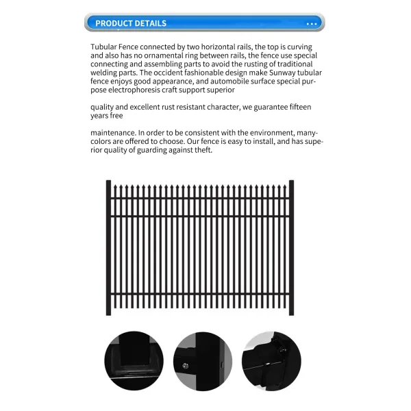 Galvanized Steel Picket Fence Wrought Black Iron Fence Garden Use