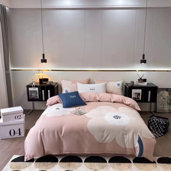 Skin-Friendly Aloe Cotton Four-Piece Duvet Cover Bedding Sheet Set with 133x72 Density