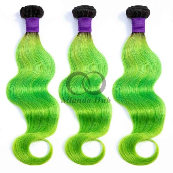 #T1B/Green Body Wave Remy Human Hair Bundles Sew In Weave Bundles Brazilian Bundle Deals