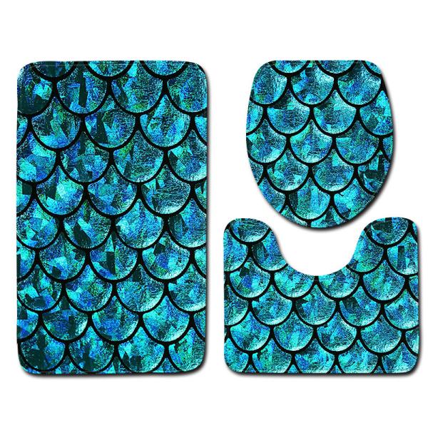 Toalete Mat Set Non Slip do banheiro da escala de peixes esteira de banho de 3 partes