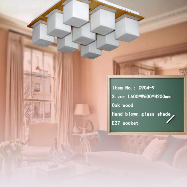 2014 hot sell Suspended decorative square wooden ceiling lighting with remote control
