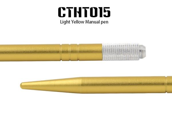 Anti Slip Yellow Eyebrow Manual Tattoo Pen For Makeup Microblading