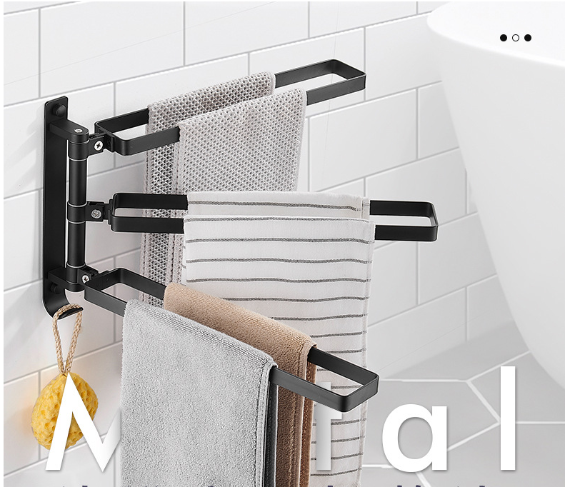 Aluminium Alloy 24cm Height Bathroom Towel Holder , 3 Tier Wall Mounted Towel Rack