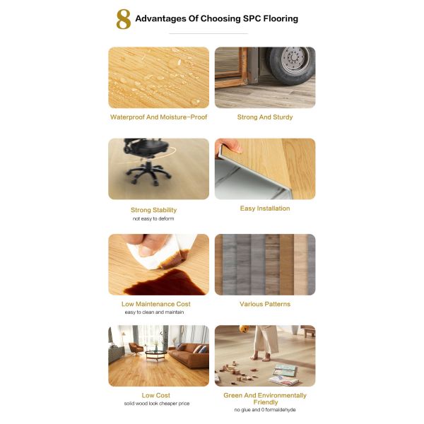 Waterproof 4mm 5mm 6mm Wood Grain Vinyl Plank Click Lock PVC Plastic SPC Flooring For Indoor