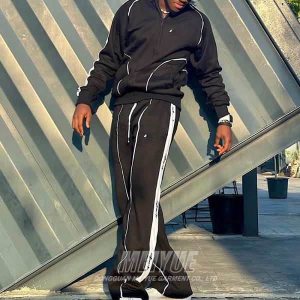 Embroidery Logotipo de hombres Traje de deporte reflectivo de hombres Trajes de correr de nylon Zip Up Servicio OEM