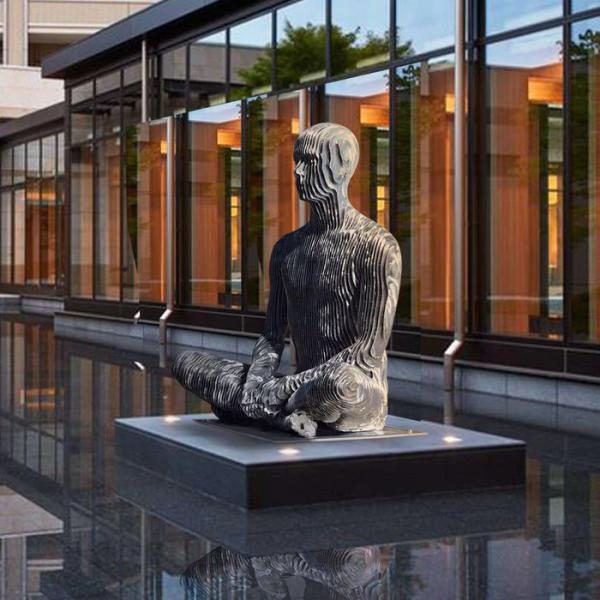 Custom Life Size Modern Art Abstract Stainless Steel Disappearing Figure Statue
