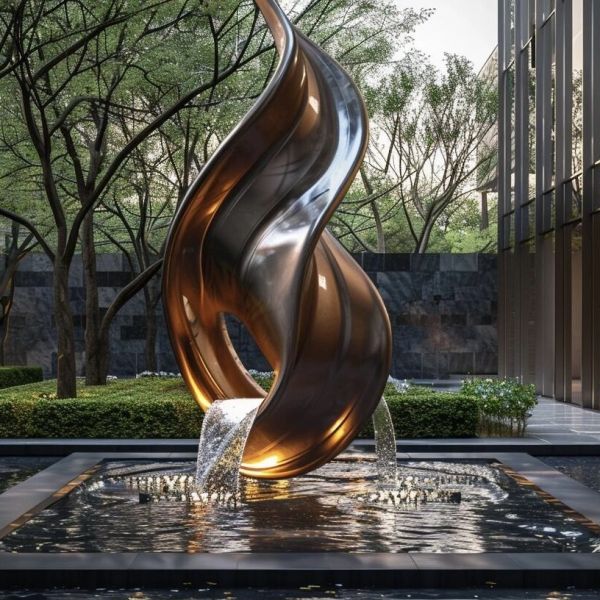 Square Garden Fountain Outdoor Sculpture Steel Garden Landscape Art Sculpture Hard Enamel Technique