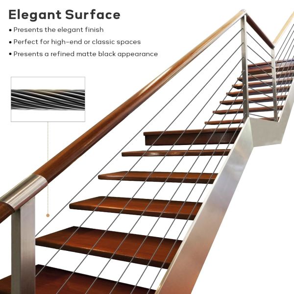 Black Oxide Wire Rope Black Stainless Steel Cable 7x19 Strands Steel Wire Rope for Deck Railing