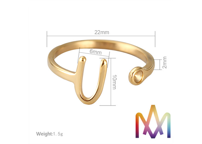 Anillo de la letra del alfabeto del color oro SS304 de Mylongingcharm 1.5g