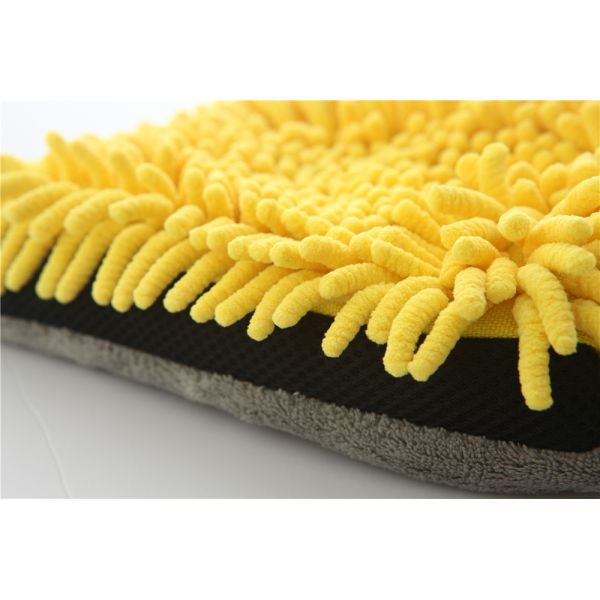 yellow/grey color microfiber plush chenille car cleaning detailing house cleaning wash mitts/gloves