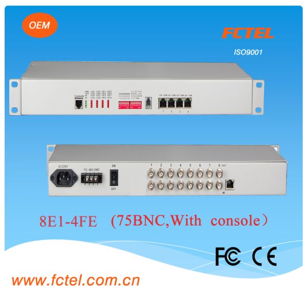 console managed Interface converter of 8e1 to 4FE protocol , with AC DC power supply