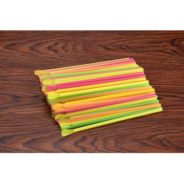 disposable plastic Spoon Straws  for slush syrup for Milkshake Straw plastic straws