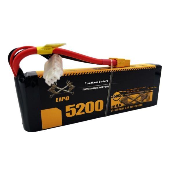 50C RC Car Lipo Battery 7.4V 5200mAh 2S Lipo Battery For Racing And Recreation