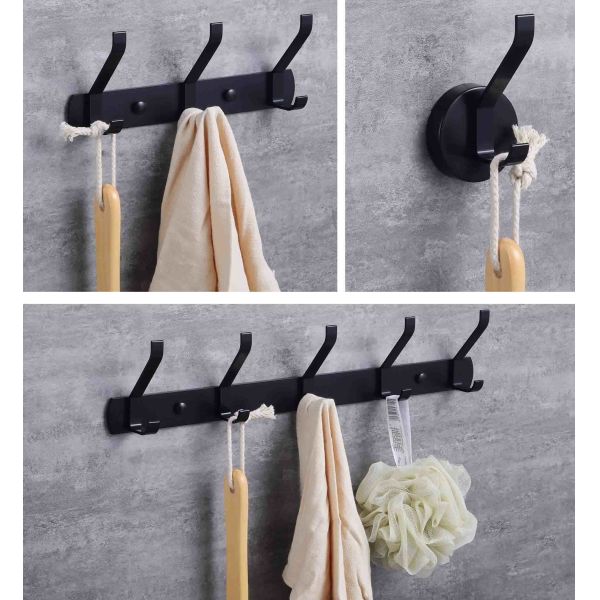 Double Hooks Aluminium Wall Hooks For Mudroom Bathroom Entryway