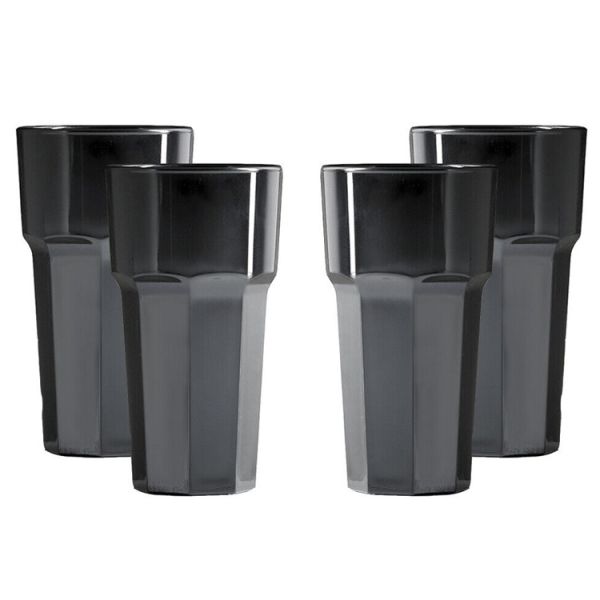 Tall Hiball Polycarbonate Plastic Tumbler Glasses 14oz Red Black White