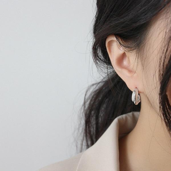 Lanciashow 925 Solid Silver Gold Plated Jewelry Hoop Earrings Simple Concavo Convex Shape
