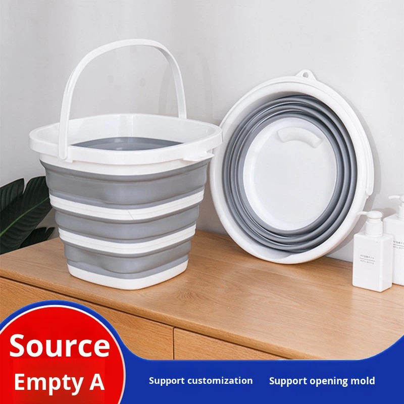 Plastic Collapsible Large Capacity Bucket Portable Square Shape Retractable Folding Bucket with Towel for Home Outdoor
