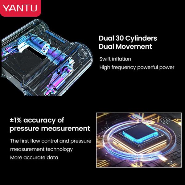 Car Tyre Air Pump YANTU E2 12V DC Portable Digital Tire Inflator with 30 Cylinder Black