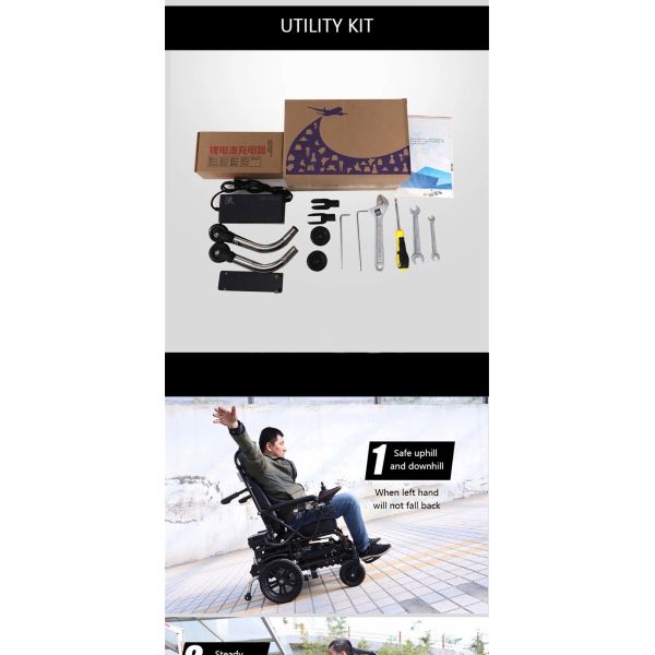 Portable Medical Transport Wheelchair Lightweight Disabled Electric Stair Clibing Wheelchair