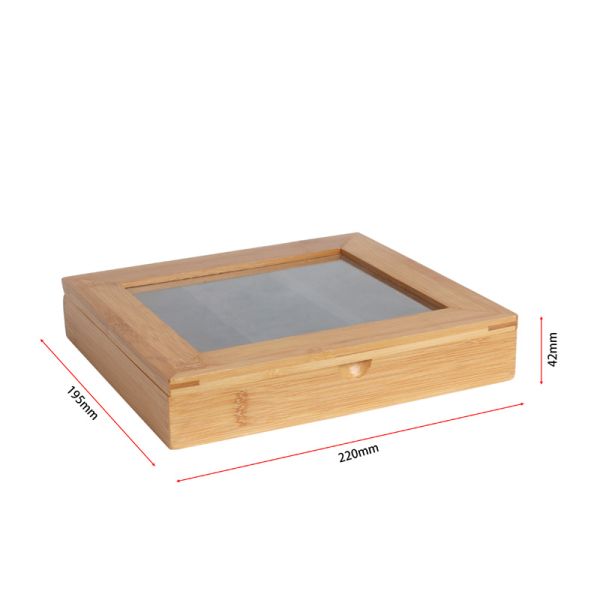 220mm Natural Bamboo Wooden Packaging Box Custom Wooden Box With Window