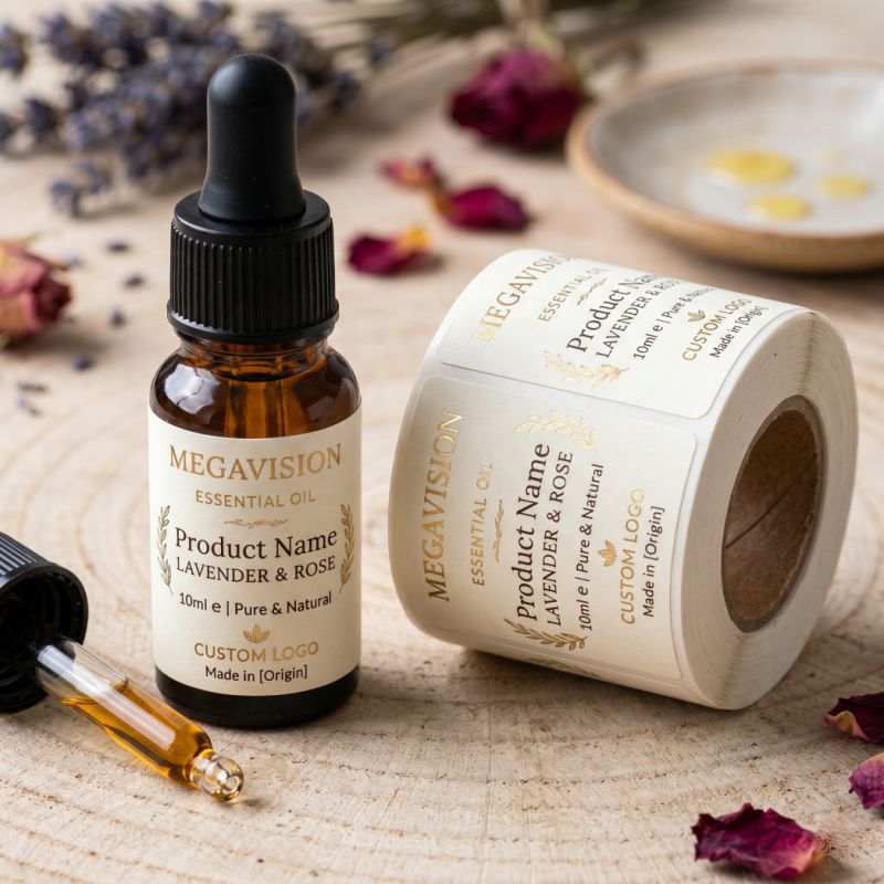Custom Waterproof Hot Stamping Cosmetic Hair Oil Dropper Bottle Labels Self Adhesive Label Sticker