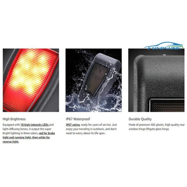 ABS Plastic Car Spares Parts Jeep JK Rear Window Hinge Cover With LED Brake Light 18W