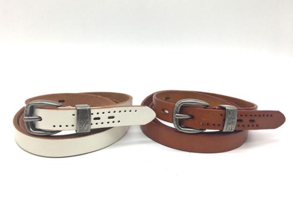 Female 1.8cm Cowhide Leather Waist Belt With Alloy Pin Buckle