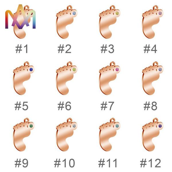 Anti Allergic Plating SS304 Baby Feet Charms 14x21MM