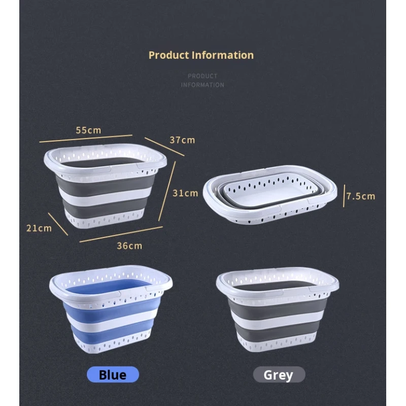 Creative Folding Wall-Mounted Portable Plastic Modern Simple Extra Large Thickened Kitchen Bathroom Laundry Basket Foot Bath